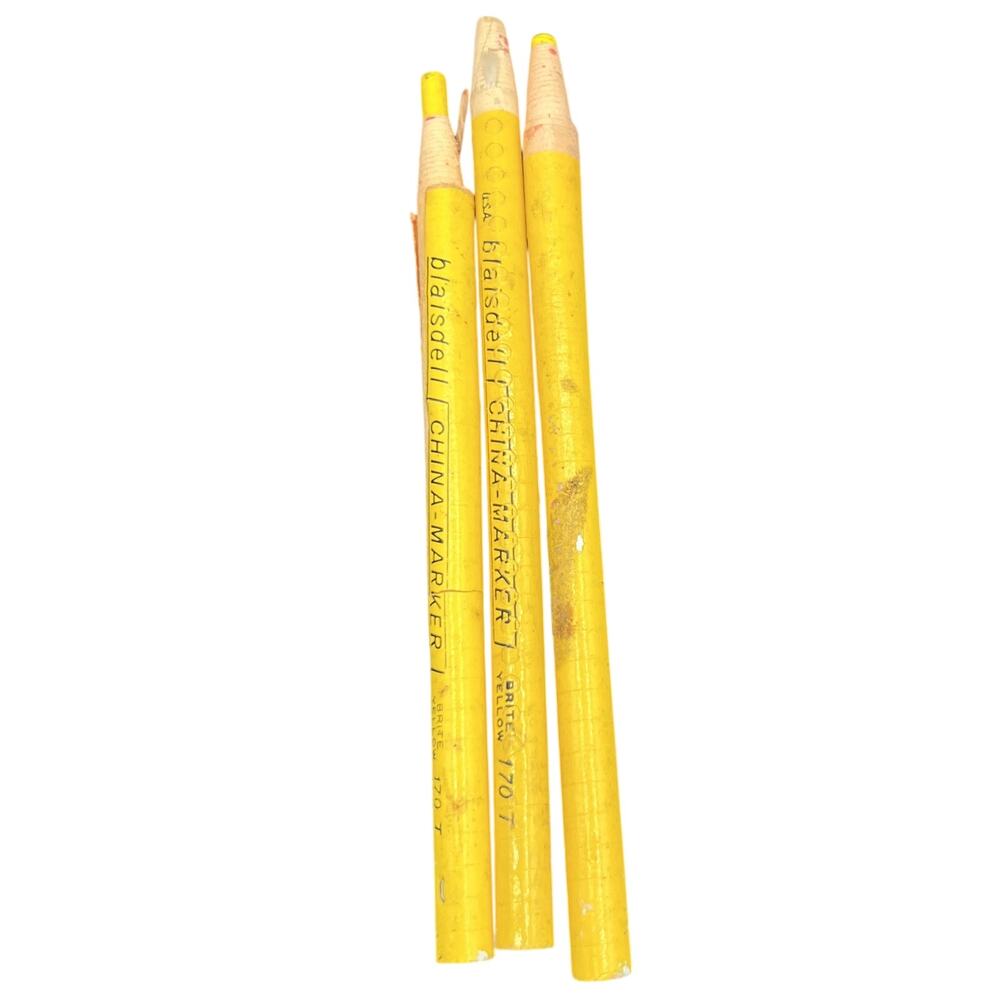 ✏️ Blaisdell China Marker Yellow Grease Pencil Lot Vintage School Supply Writing